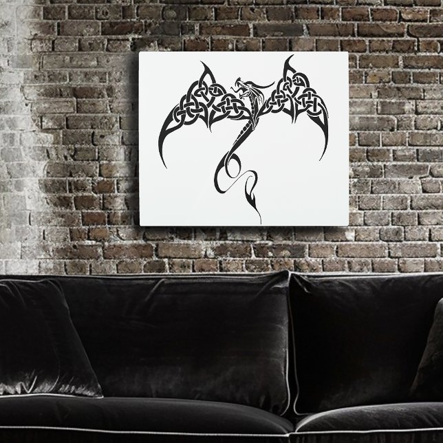 Celtic Tribal Dragon Knotwork Black White Fantasy Metal Print (Creator Uploaded)