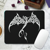 Celtic Tribal Dragon Knotwork Black White Fantasy