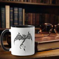 Celtic Tribal Dragon Knotwork Black White Fantasy
