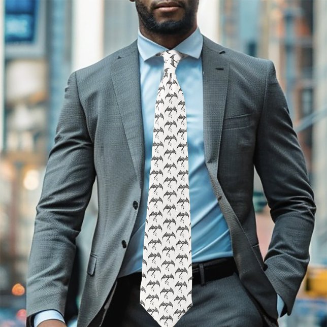 Celtic Tribal Dragon Knotwork Black White Fantasy Neck Tie (Creator Uploaded)
