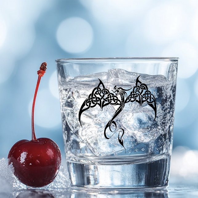 Celtic Tribal Dragon Knotwork Black White Fantasy Shot Glass (Creator Uploaded)