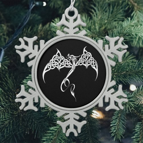 Celtic Tribal Dragon Knotwork Black White Fantasy