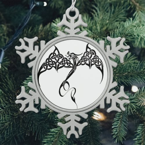 Celtic Tribal Dragon Knotwork Black White Fantasy