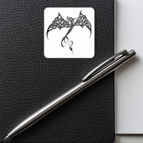 Celtic Tribal Dragon Knotwork Black White Fantasy