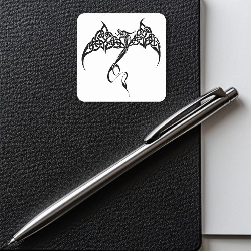Celtic Tribal Dragon Knotwork Black White Fantasy