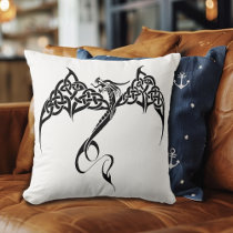Celtic Tribal Dragon Knotwork Black White Fantasy