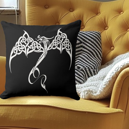Celtic Tribal Dragon Knotwork Black White Fantasy