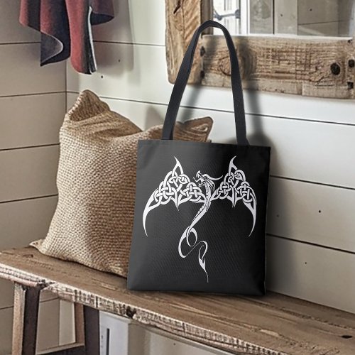 Celtic Tribal Dragon Knotwork Black White Fantasy