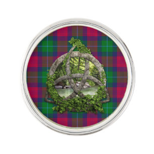 Celtic Trinity Knot And Clan Akins Tartan Pin