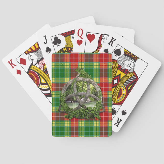 Celtic Trinity Knot And Clan Buchanan Tartan Poker Cards (Back)