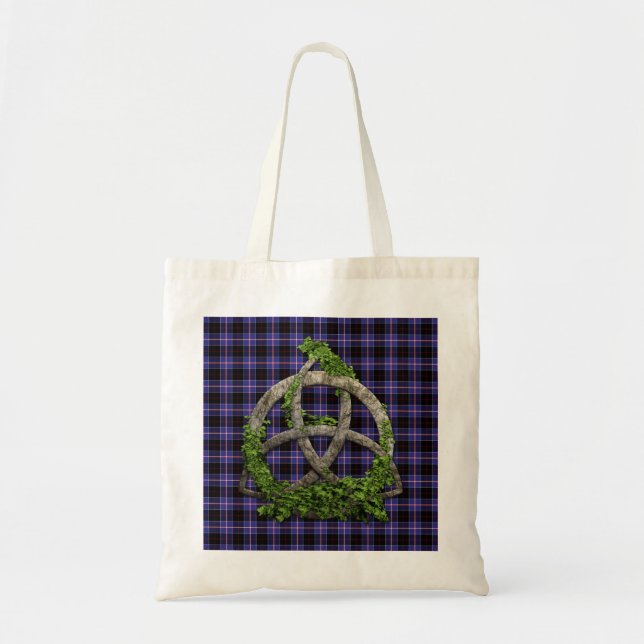 Celtic Trinity Knot And Clan Dunlap Tartan Tote Bag (Front)
