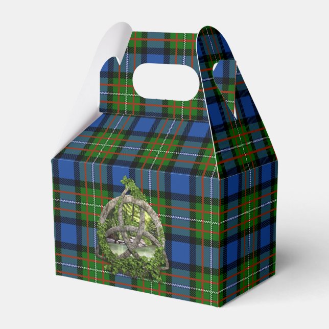 Celtic Trinity Knot And Clan Fergusson Tartan Favor Boxes (Front Side)