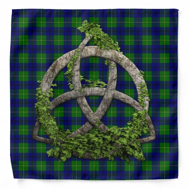 Celtic Trinity Knot And Clan Johnston Tartan Bandana (Front)