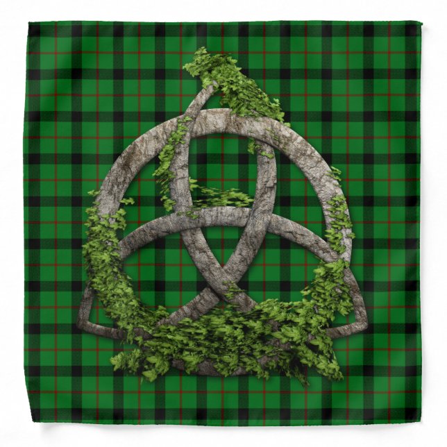 Celtic Trinity Knot And Clan Kincaid Tartan Bandana (Front)