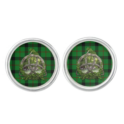 Celtic Trinity Knot And Clan Kincaid Tartan Cufflinks