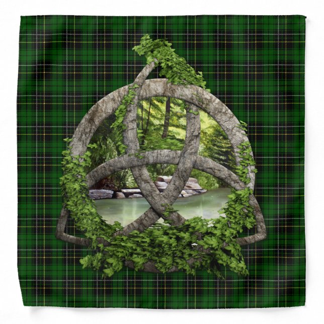 Celtic Trinity Knot And Clan MacAlpine Tartan Bandana (Front)