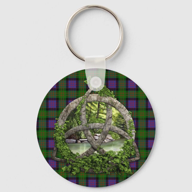 Celtic Trinity Knot And Clan MacDonald Tartan Keychain (Front)
