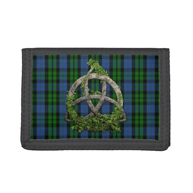 Celtic Trinity Knot And Clan MacKay Tartan Trifold Wallet (Front)