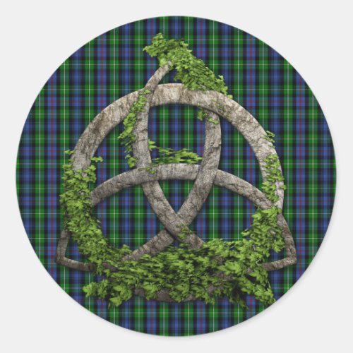 Celtic Trinity Knot And Clan MacKenzie Tartan Classic Round Sticker