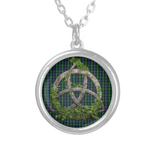 Celtic Trinity Knot And Clan MacKenzie Tartan Silver Plated Necklace