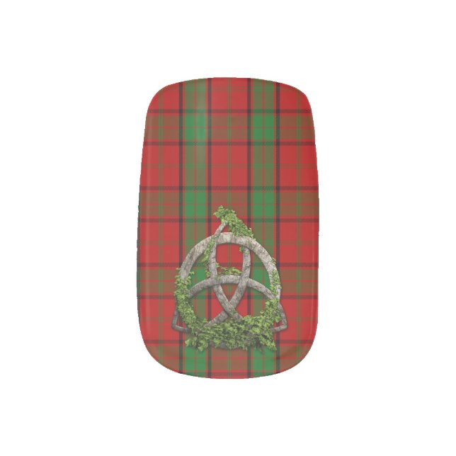 Celtic Trinity Knot And Clan Maxwell Tartan Minx Nail Wraps (Left Thumb)