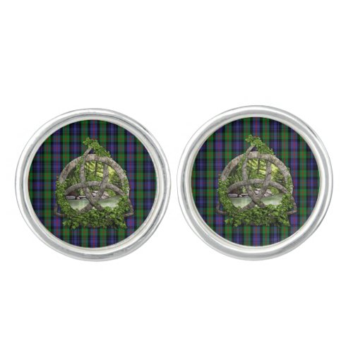 Celtic Trinity Knot And Clan Murray Tartan Cufflinks