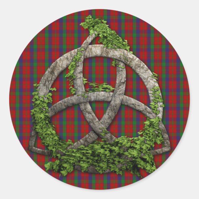 Celtic Trinity Knot And Clan Robertson Tartan Classic Round Sticker (Front)