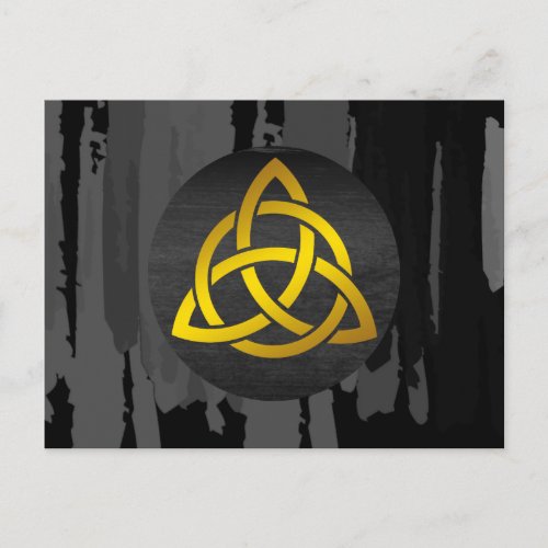 Celtic Trinity Knot Black Gold Watercolor Postcard