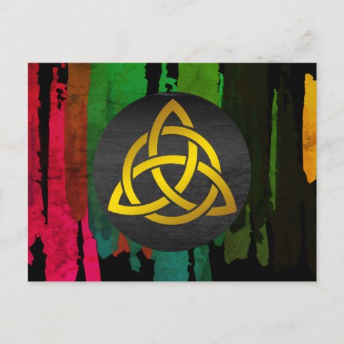 Celtic Trinity Knot Black Gold Watercolor Postcard