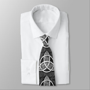 .Celtic Trinity Knot  Black, Grey, White Tie