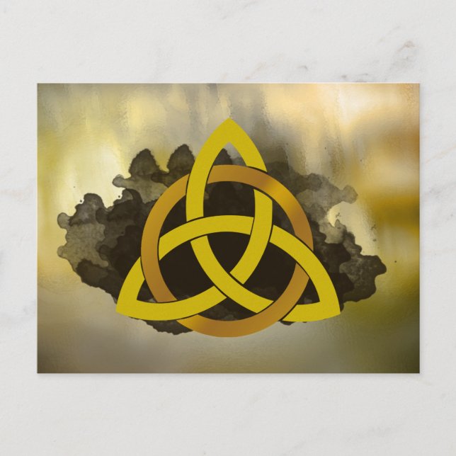 Celtic Trinity Knot Golden  Watercolor Postcard (Front)