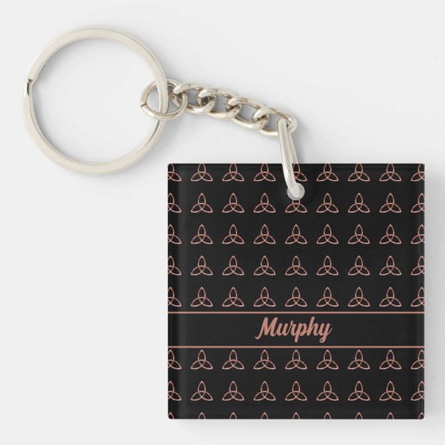Celtic Trinity Knot Irish Wedding Monogram Keychain (Front)