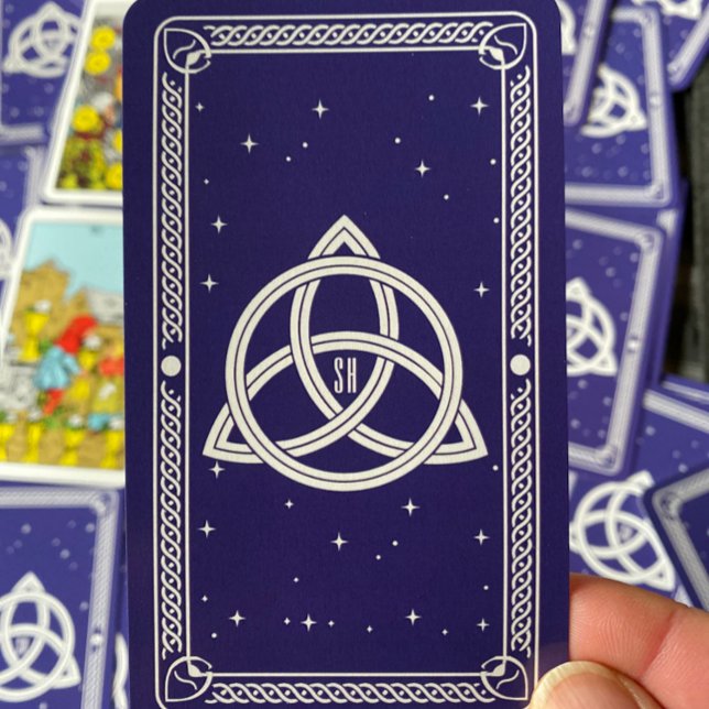 Celtic Trinity Knot Monogram Purple Tarot Cards (Celtic Knot Tarot Cards with space for your initial)