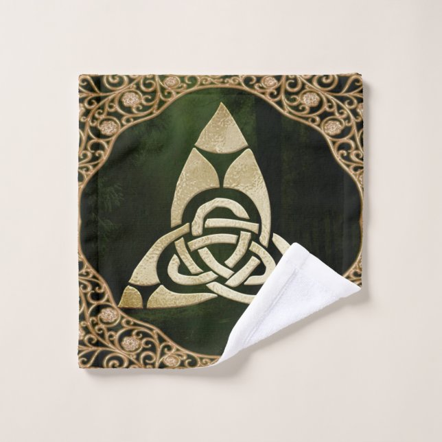 Celtic Trinity Knot on Forest Shadows  Bath Towel Set (Wash Cloth)