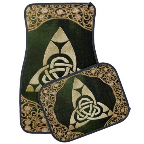 Celtic Trinity Knot on Forest Shadows  Car Floor Mat