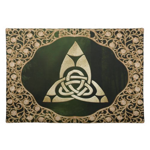 Celtic Trinity Knot on Forest Shadows  Cloth Placemat
