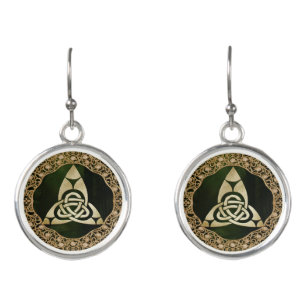 Celtic Trinity Knot on Forest Shadows   Earrings