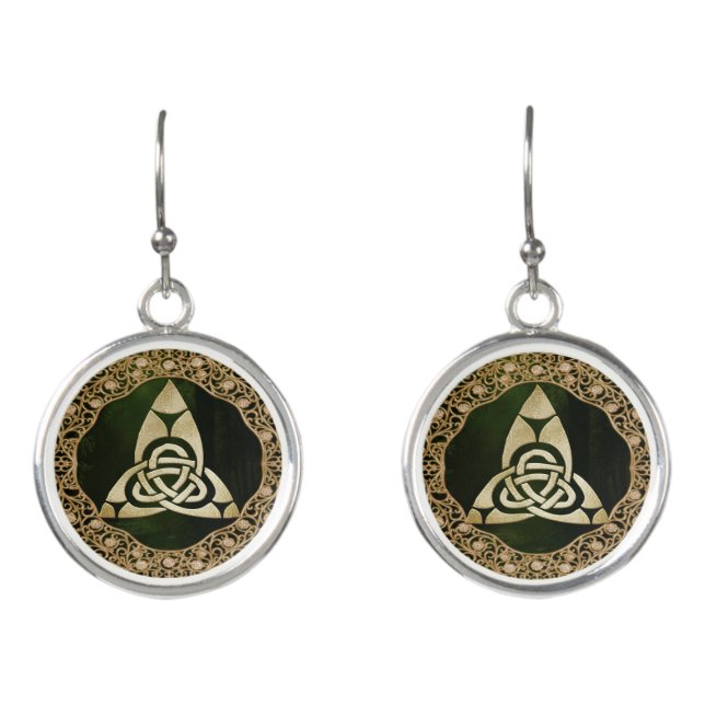 Celtic Trinity Knot on Forest Shadows   Earrings (Front)