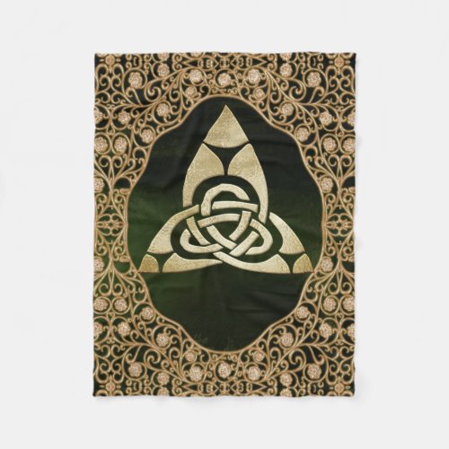 Celtic Trinity Knot on Forest Shadows   Fleece Blanket