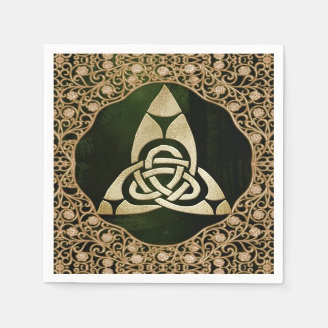 Celtic Trinity Knot on Forest Shadows  Napkins (Front)