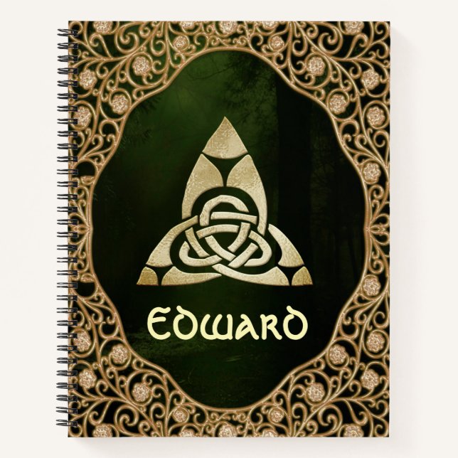 Celtic Trinity Knot on Forest Shadows  Notebook (Front)