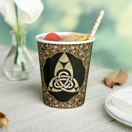 Celtic Trinity Knot on Forest Shadows  Paper Cups