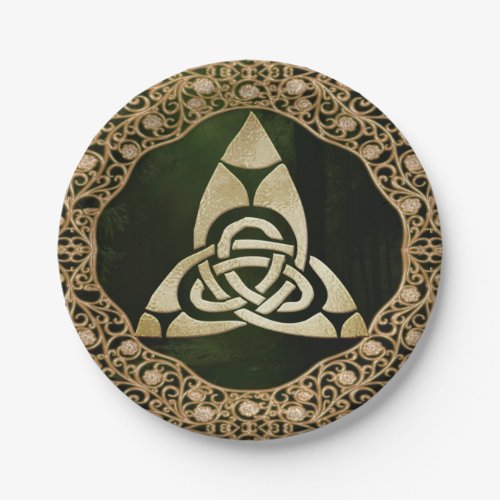 Celtic Trinity Knot on Forest Shadows  Paper Plates