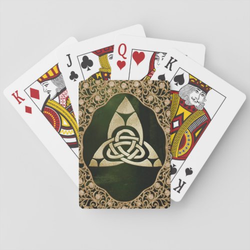 Celtic Trinity Knot on Forest Shadows  Playing Cards