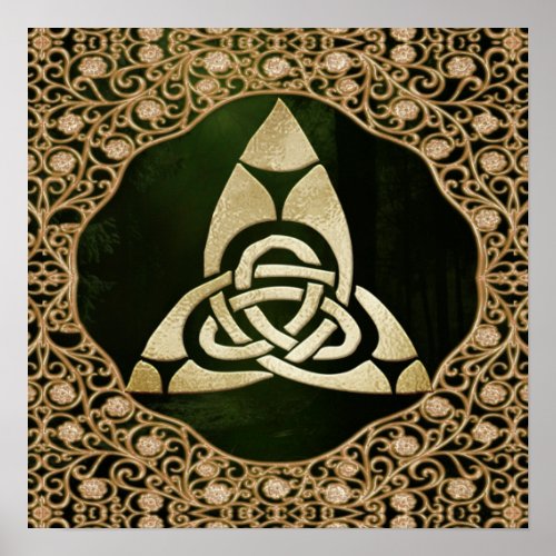 Celtic Trinity Knot on Forest Shadows Poster