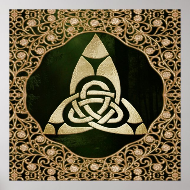 Celtic Trinity Knot on Forest Shadows Poster (Front)