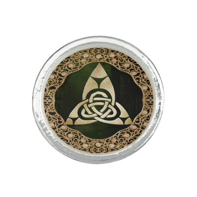 Celtic Trinity Knot on Forest Shadows  Ring (Front)
