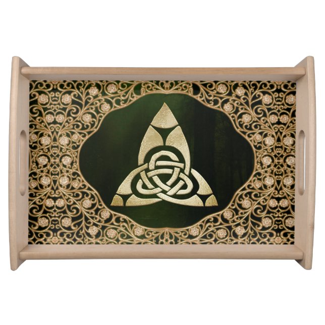 Celtic Trinity Knot on Forest Shadows Serving Tray (Front)