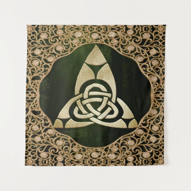 Celtic Trinity Knot on Forest Shadows  Tapestry (Front)