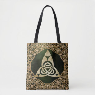 Celtic Trinity Knot on Forest Shadows  Tote Bag